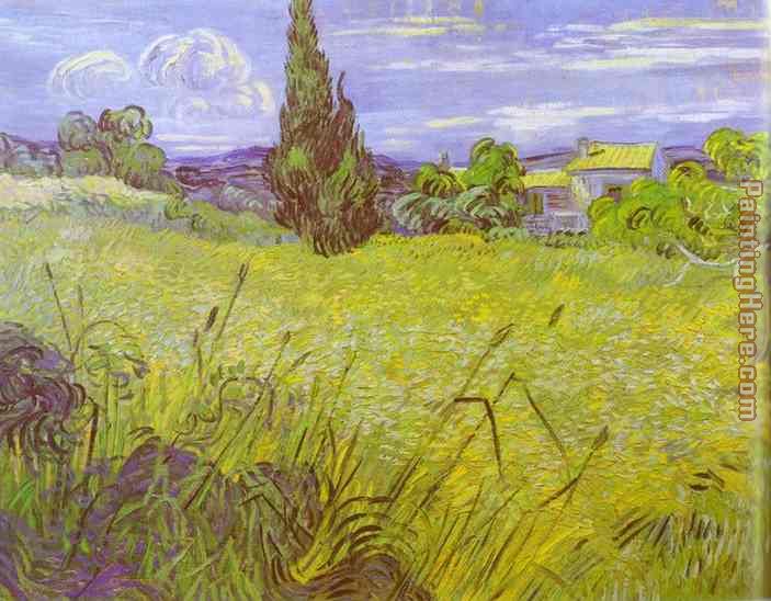 Green Wheat Field with Cypress. Saint-Remy painting - Vincent van Gogh Green Wheat Field with Cypress. Saint-Remy art painting